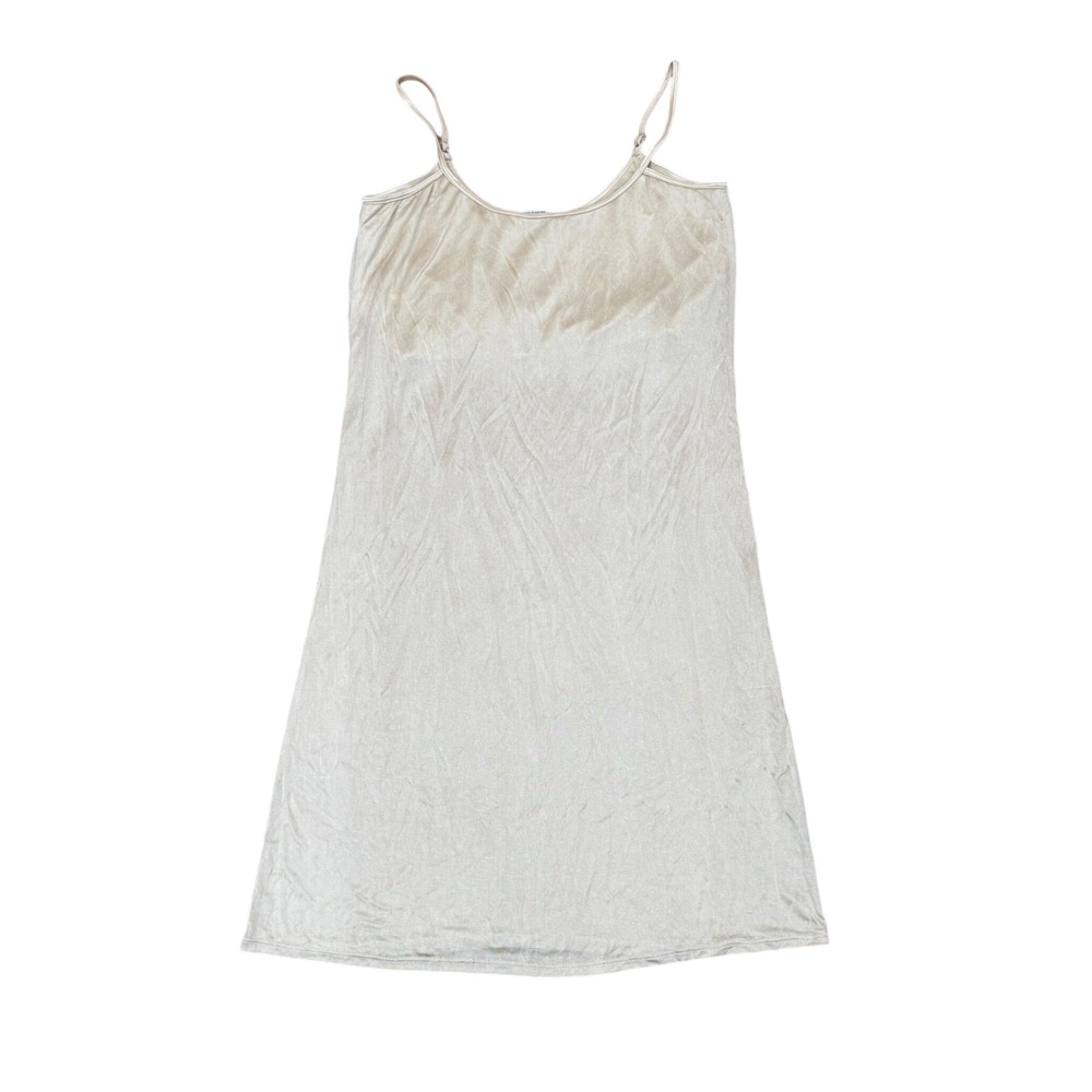 Peruvian Connection 100% Silk Slip Dress Beige Medium Neutral Staple
